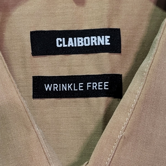 Claiborne Men's Tan Long Sleeve Dress Shirt Size XL- 17 1/2 (34/35) EUC - Picture 2 of 4